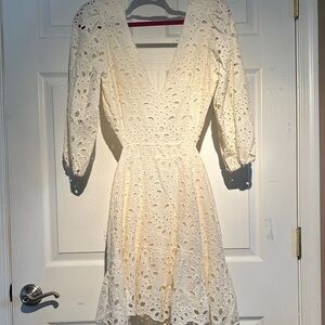 Express Ivory Eyelet Long Sleeve Dress